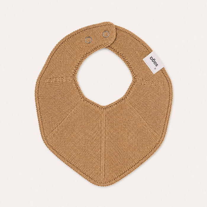 Knitted Baby Bib - Wheat