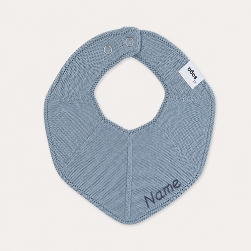 Knitted Bib - Blue Cloud - With Name