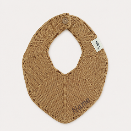 Knitted Bib - Honey - With Name