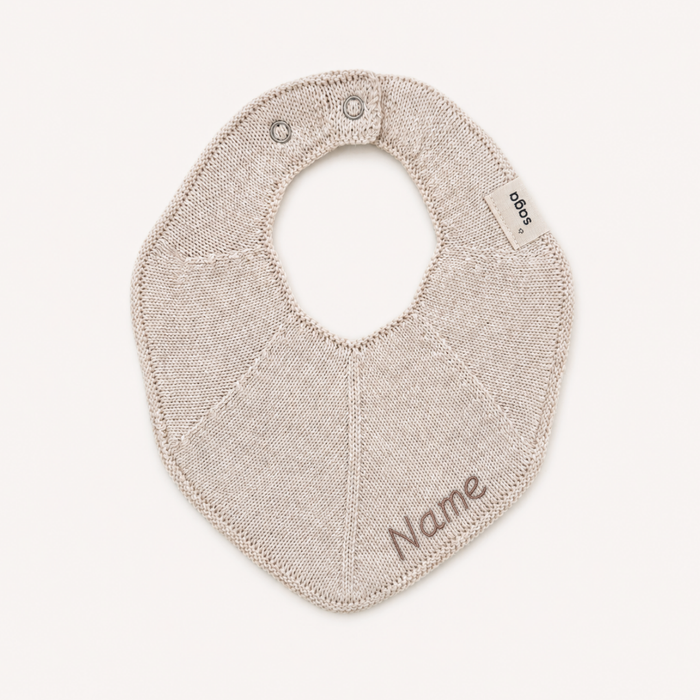 Knitted Bib - Moon Milk - With Name