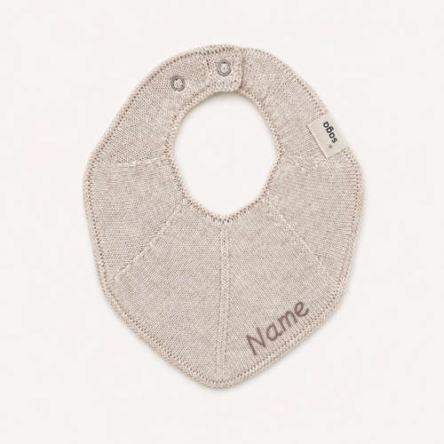 Knitted Bib - Moon Milk - With Name