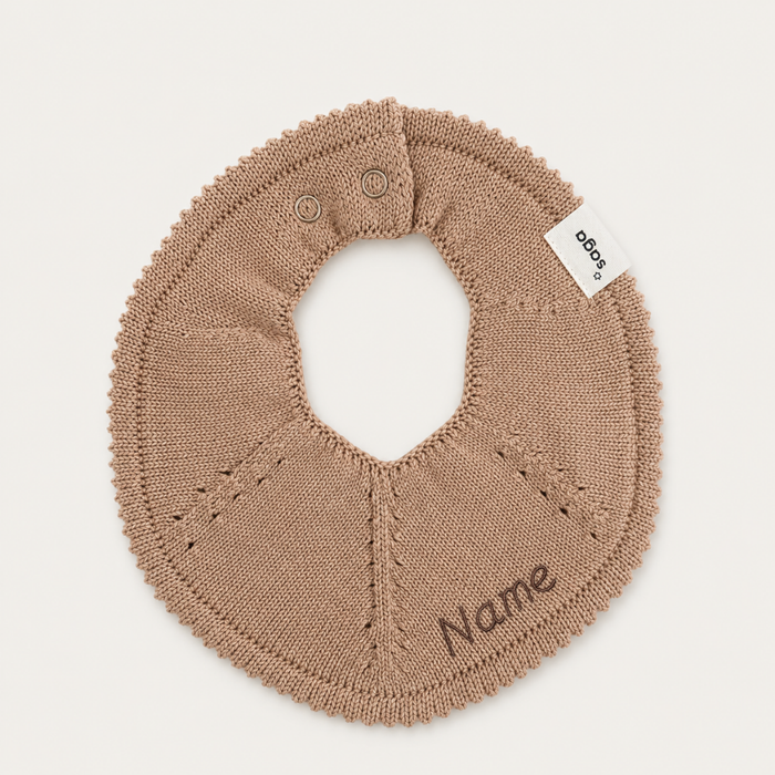 Knitted Bib - Nude - With Name
