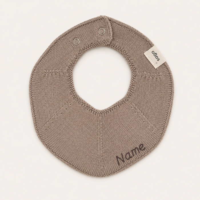 Knitted Bib - Tiny Pebble - With Name