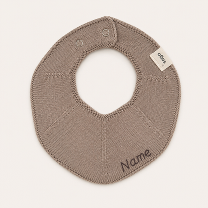 Knitted Bib - Tiny Pebble - With Name
