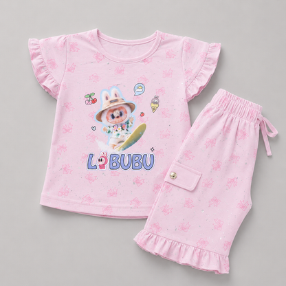 Labubu Doll Printed Girls Set