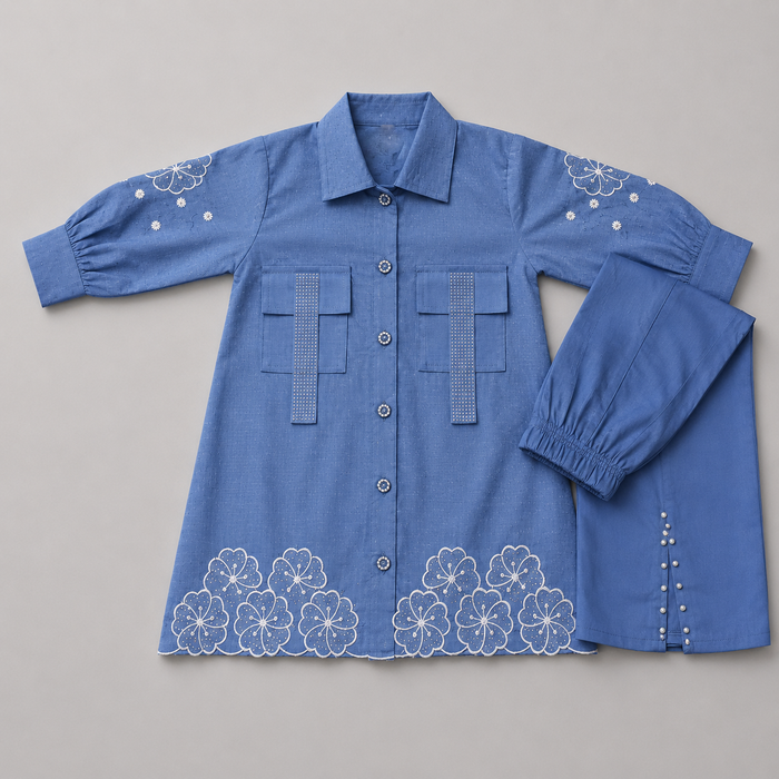 Luxury Embroidered Girls Co-Ord Set