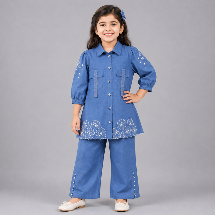Luxury Embroidered Girls Co-Ord Set