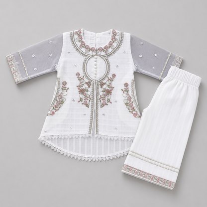 Luxury Floral Embroidered Girls Eastern Set
