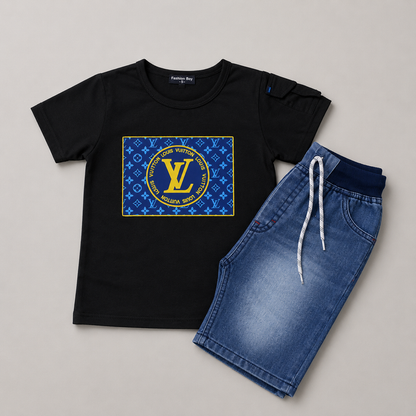 Luxury Monogram Boys Denim Co-Ord Set