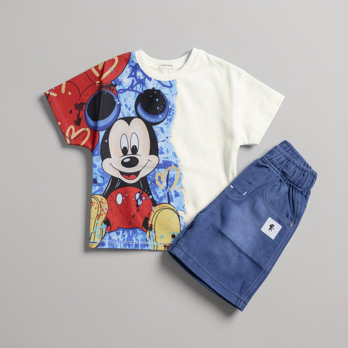 Mickey Cartoon Boys Summer Co-Ord Set