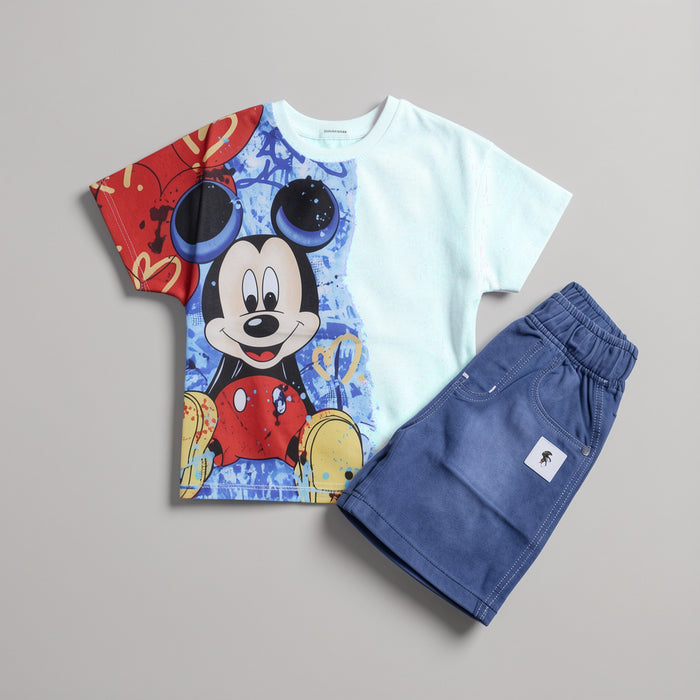 Mickey Cartoon Boys Summer Co-Ord Set