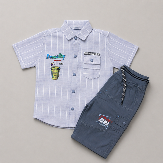 Modern Stripe Boys Casual Cargo Set