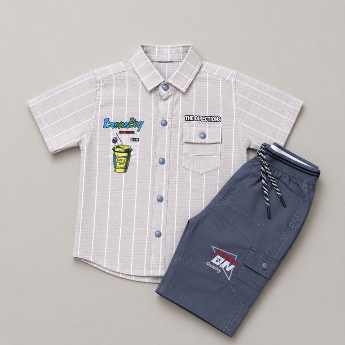 Modern Stripe Boys Casual Cargo Set