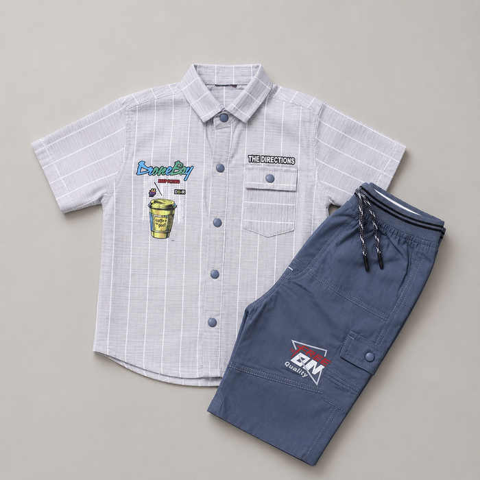 Modern Stripe Boys Casual Cargo Set