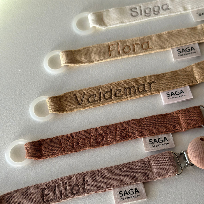 Pacifier Clip - Almond - With Name