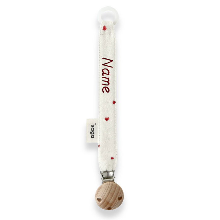 Pacifier Clip - Heart - With Name