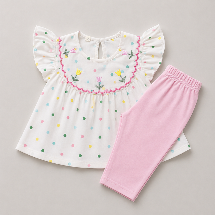 Pastel Polka Dot Girls Summer Set