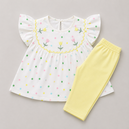 Pastel Polka Dot Girls Summer Set