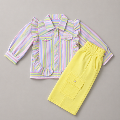 Pastel Rainbow Stripe Girls Co-Ord Set
