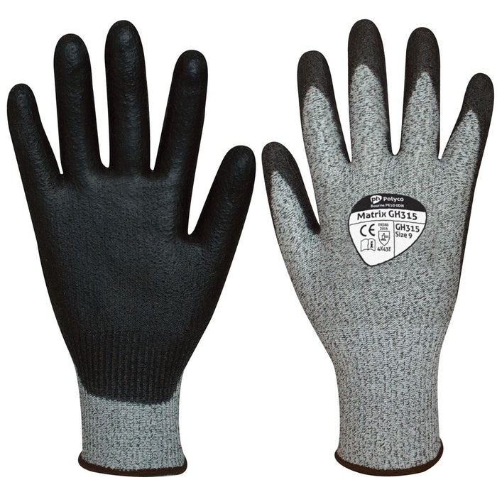 Polyco Matrix GH315 Cut E Cut Resistant Gloves with PU Palm - 13g