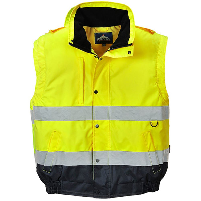 Portwest C468 Yellow/Navy Padded Waterproof 2-in-1 Hi Vis Bomber Jacket
