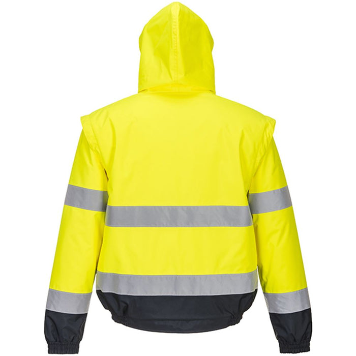 Portwest C468 Yellow/Navy Padded Waterproof 2-in-1 Hi Vis Bomber Jacket