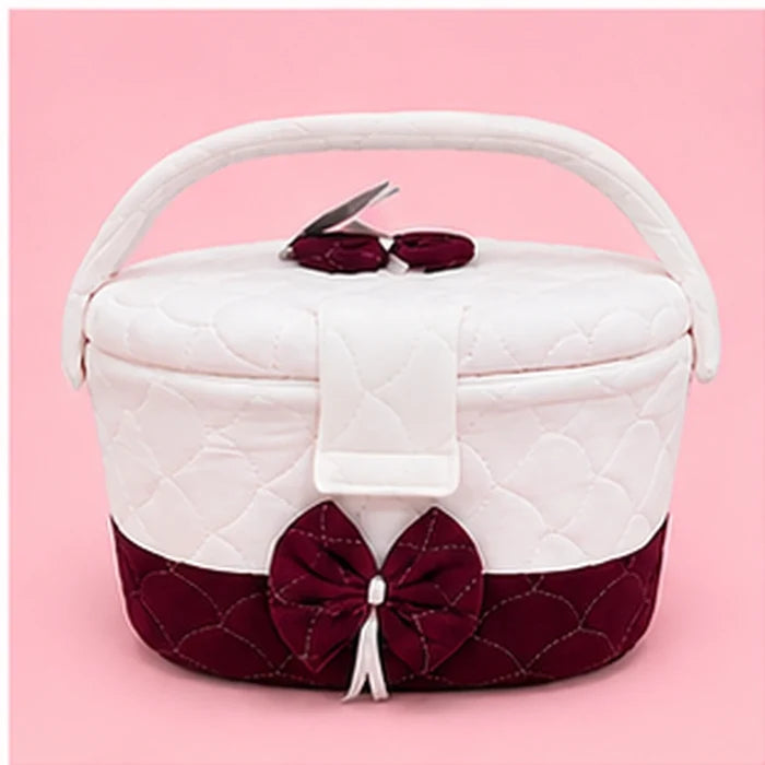 Premium Quilted Baby Care & Essentials Basket with Handle – maroon & White