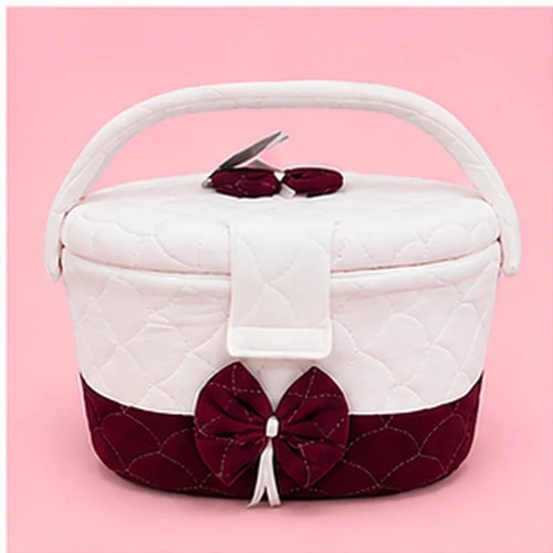 Premium Quilted Baby Care & Essentials Basket with Handle – maroon & White