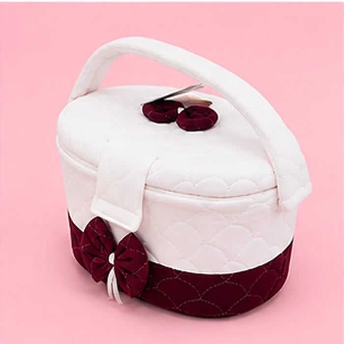 Premium Quilted Baby Care & Essentials Basket with Handle – maroon & White