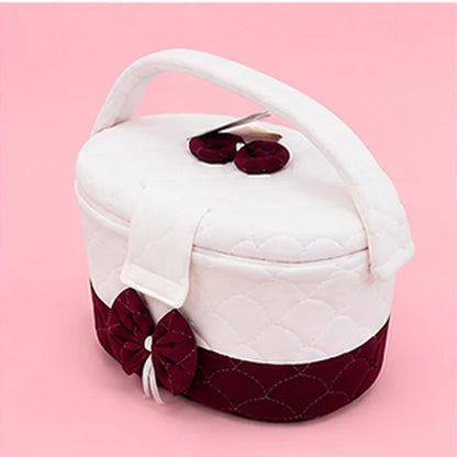 Premium Quilted Baby Care & Essentials Basket with Handle – maroon & White