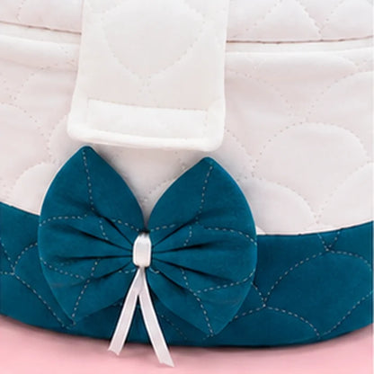 Premium Quilted Baby Care & Essentials Basket with Handle – Teal & White