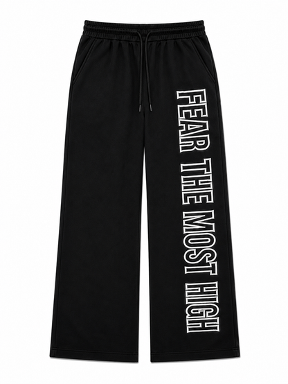 Protector and Maintainer 'FTMH' Flared Nylon Track Pants in Black/White