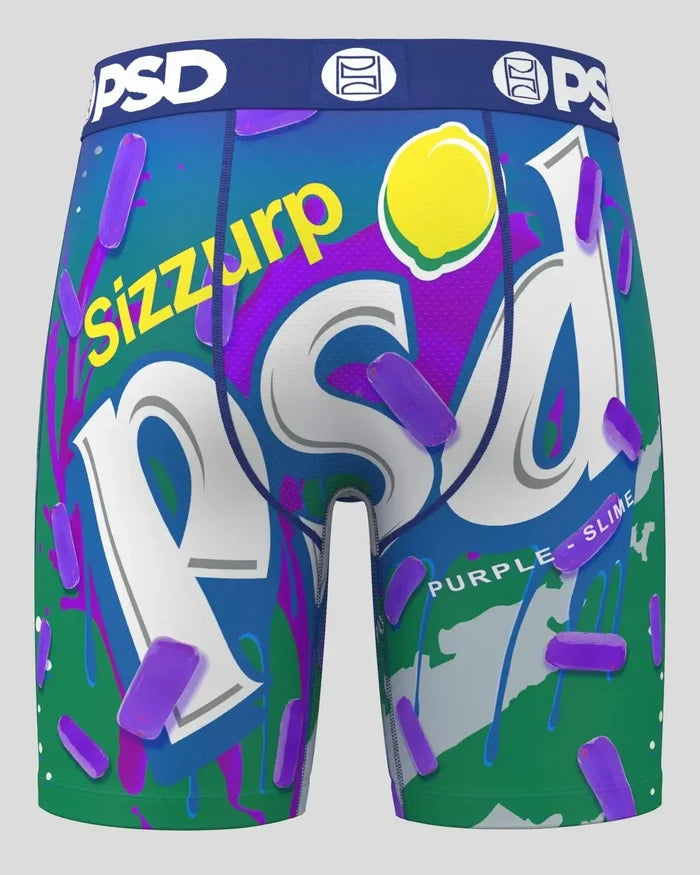 PSD Purple Slime boxers, colorful accessories with slime-inspired design, comfortable men's underwear from PSD Underwear.