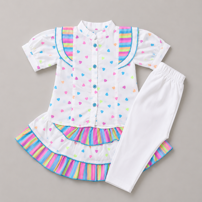 Rainbow Hearts Girls Party Co-Ord Set