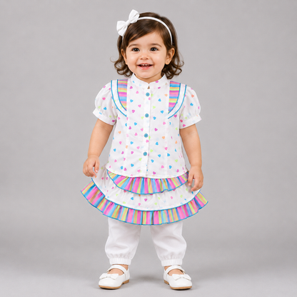 Rainbow Hearts Girls Party Co-Ord Set