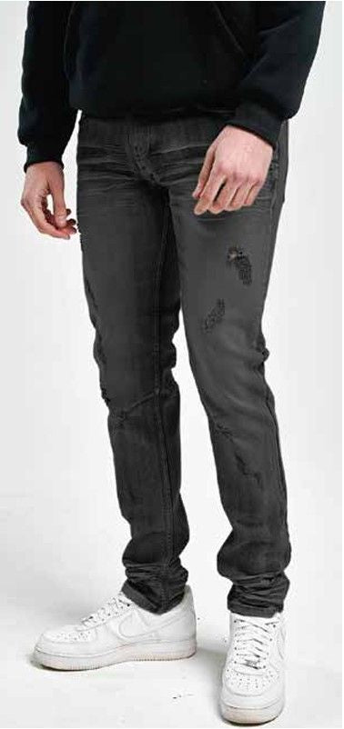 Spark Slim Fit Stretch Denim in Black Ash, men's black denim jeans with a slim fit and stretch fabric for comfort.
