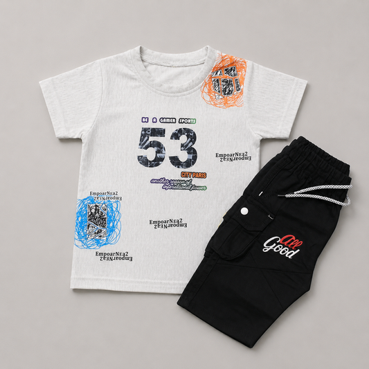Sporty Street Boys Cargo Shorts Set