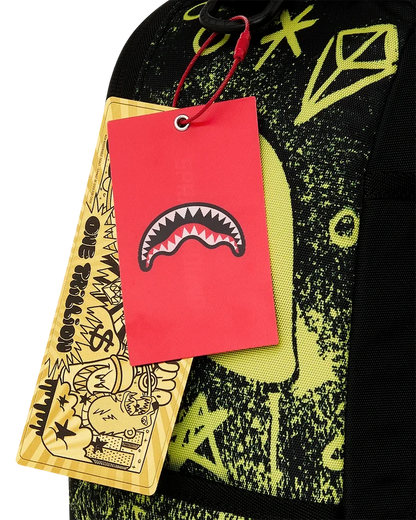 Sprayground Marvin The Martian Outta Here backpack with space-themed design and adjustable straps, accessory for casual style.