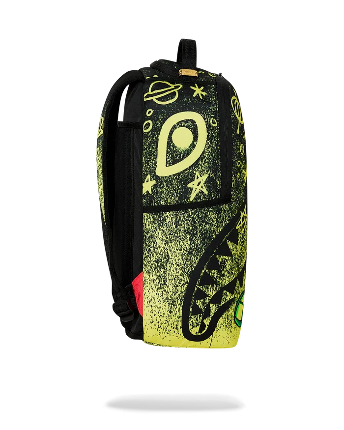 Sprayground Marvin the Martian Outta Here backpack featuring colorful character print and adjustable shoulder straps.