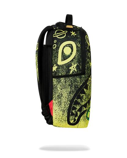 Sprayground Marvin the Martian Outta Here backpack featuring colorful character print and adjustable shoulder straps.