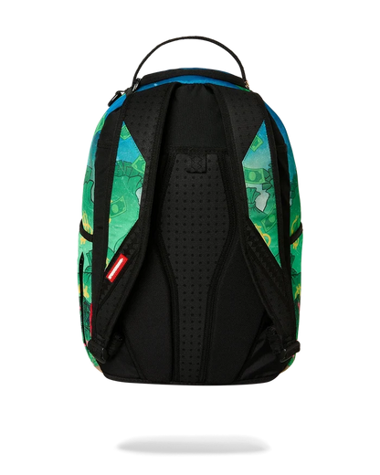 Sprayground Richie Rich Shark Stacks backpack featuring colorful shark character design and adjustable straps.