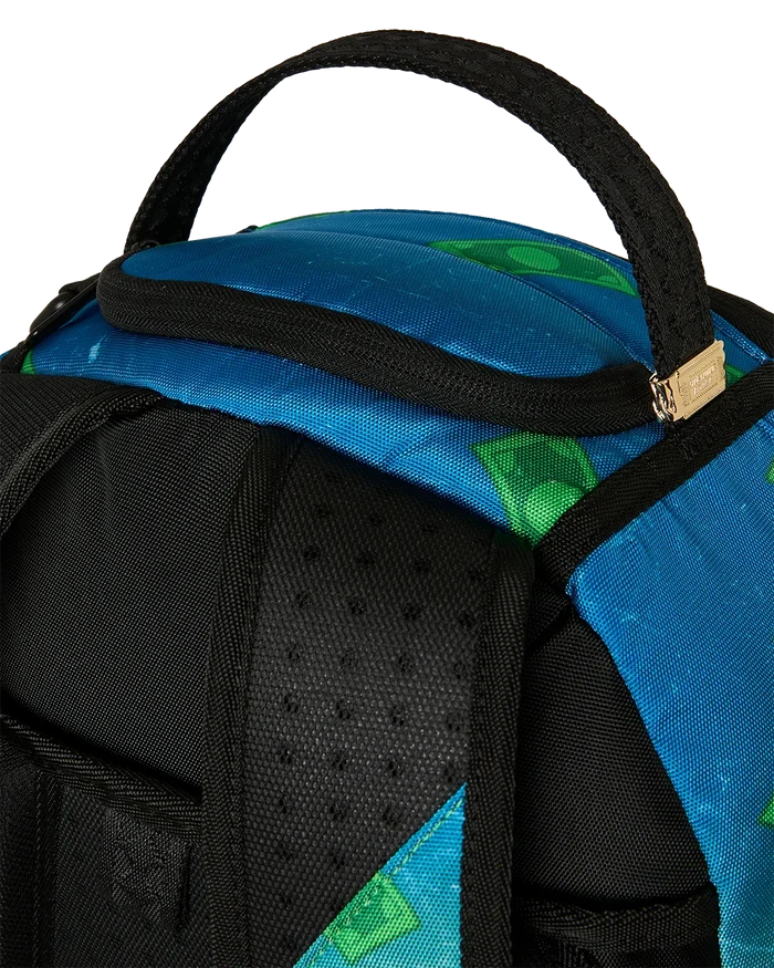 Sprayground Richie Rich Shark Stacks backpack featuring colorful shark graphic and durable straps for everyday accessories.