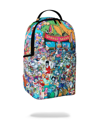 Sprayground SpongeBob Big Ocean Party backpack with colorful ocean-themed design and adjustable straps.