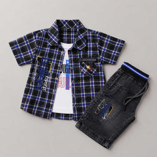 Trendy Boys Checkered 3-Piece Summer Set