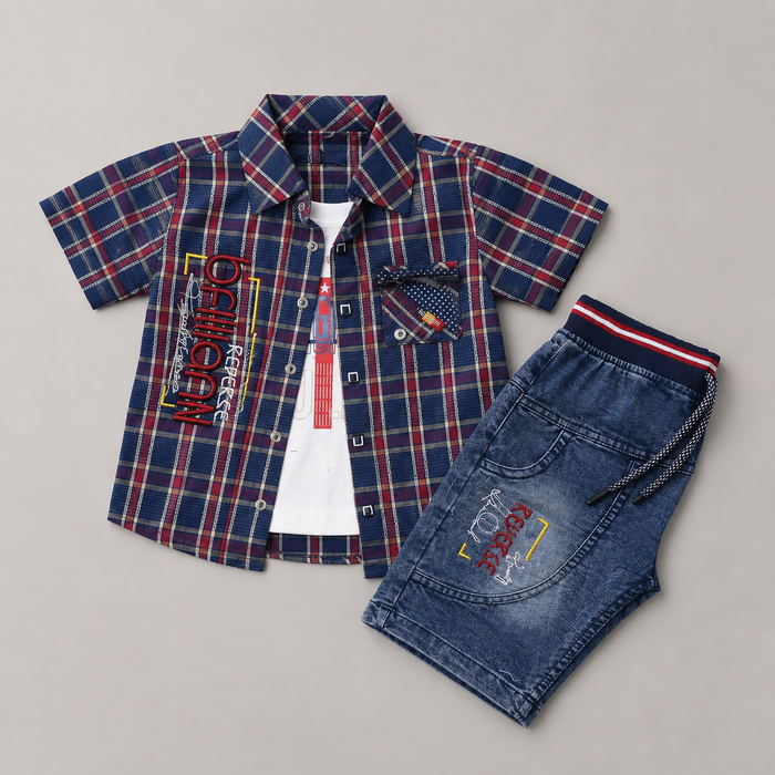 Trendy Boys Checkered 3-Piece Summer Set
