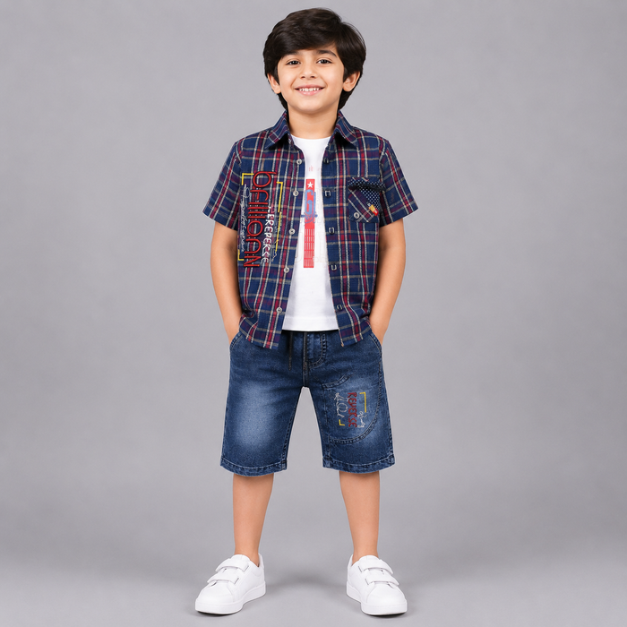 Trendy Boys Checkered 3-Piece Summer Set