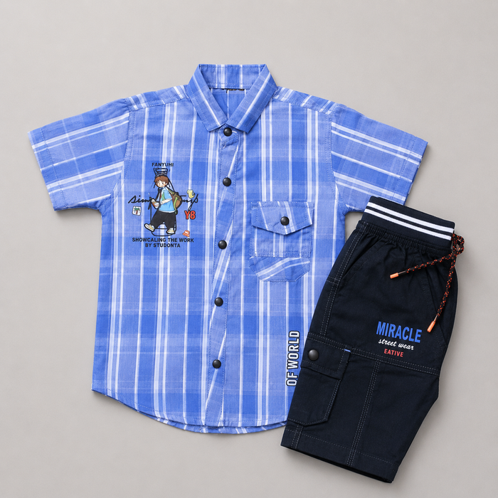 Trendy Checked Boys Casual Cargo Set