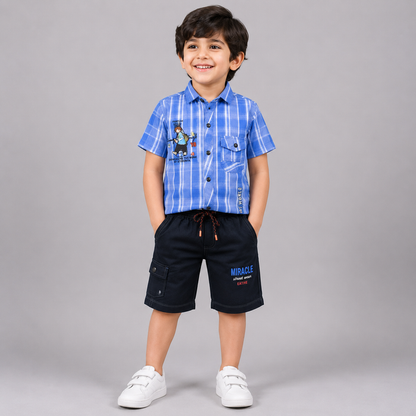 Trendy Checked Boys Casual Cargo Set