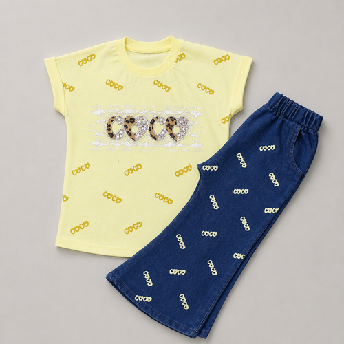 Trendy Coco Print Girls Co-Ord Set